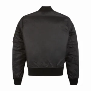 Women's Miss Top Gun Ma-1 Black Satin Bomber Jacket