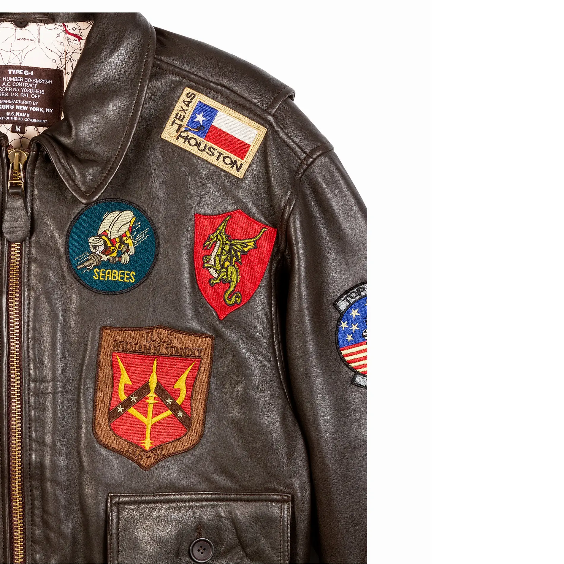signature series removeable shearling collar & top gun patches