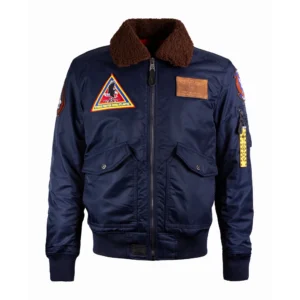 Top Gun Atlantic Fleet Shearling Navy Bomber Jacket