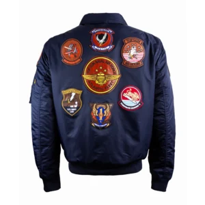 Top Gun Atlantic Fleet Shearling Satin Bomber Jacket