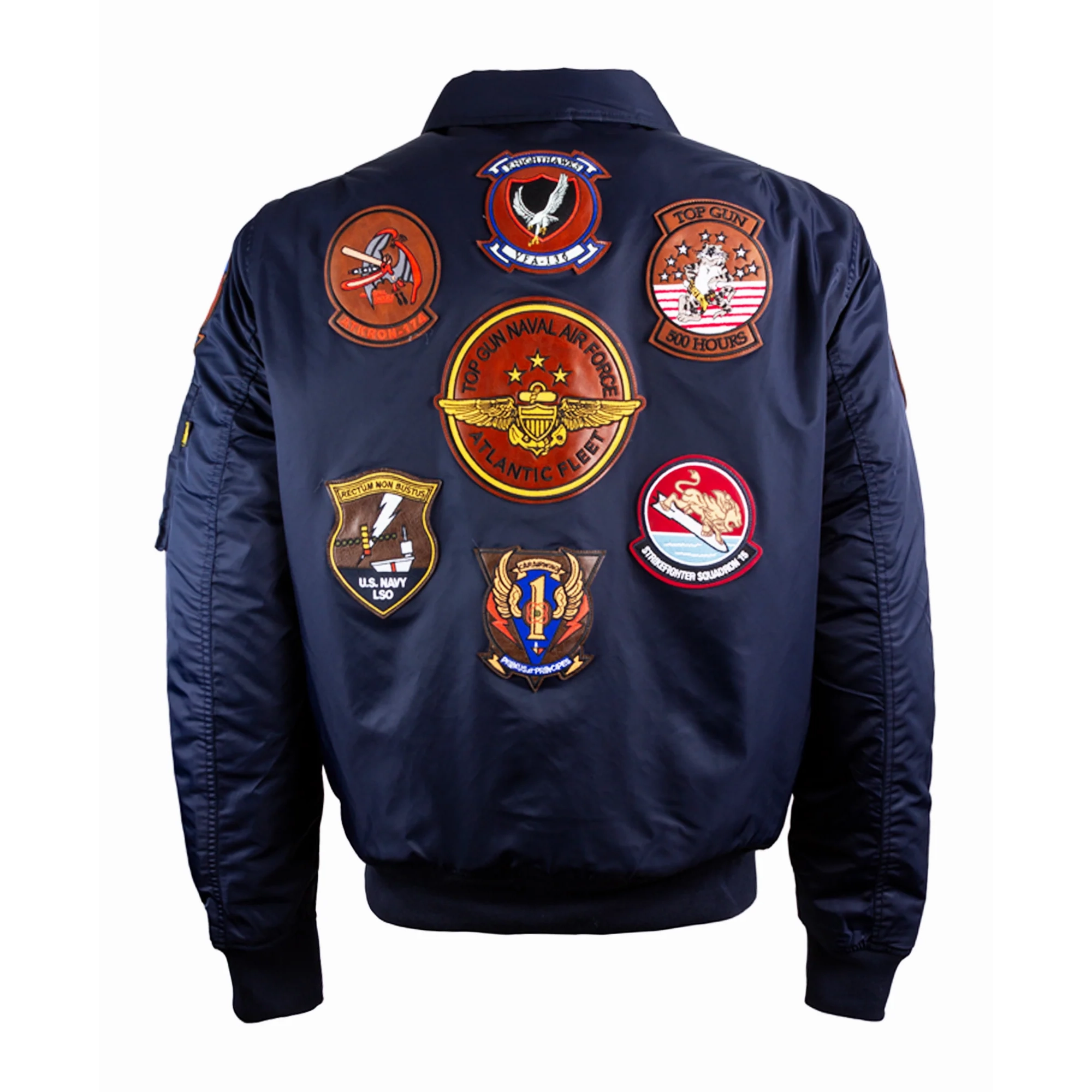 Top Gun Atlantic Fleet Shearling Satin Bomber Jacket