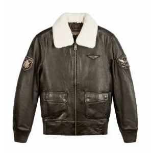 Top Gun Aviator Luxury Brown Zipper Leather Jacket