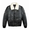 Top Gun Aviator Luxury Fur Black Leather Bomber Jacket