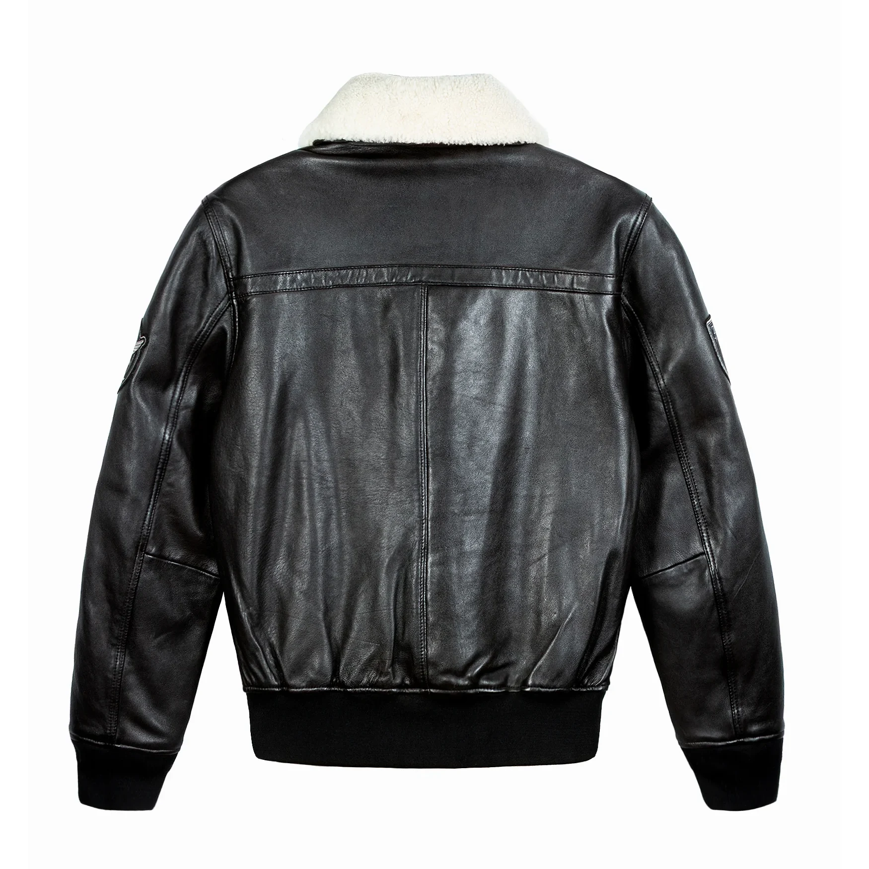 Top Gun Aviator Luxury Fur Collar Leather Bomber Jacket