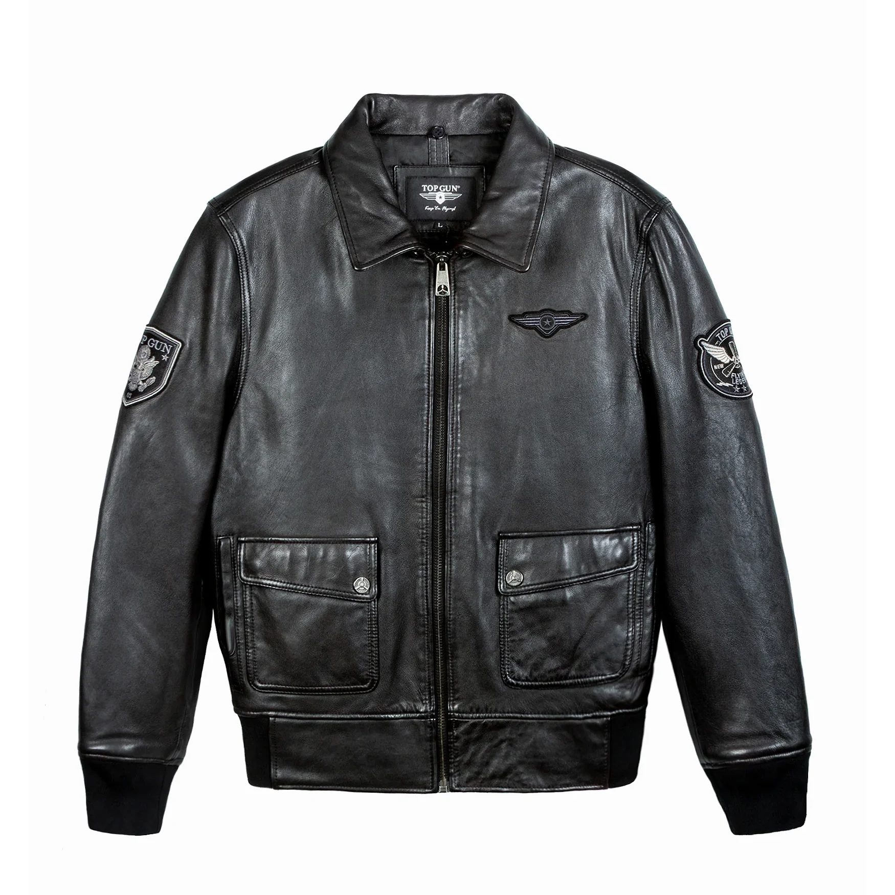 Top Gun Aviator Luxury Zipper Leather Jacket