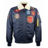 top gun b-15 flights shearling navy bomber jacket
