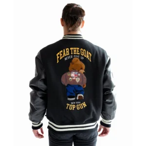 Top Gun Bear Goat Black Bomber Jacket