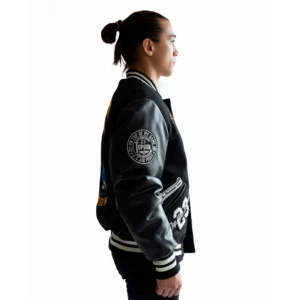 Top Gun Bear Goat Black Full Snap Varsity Jacket