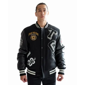 Top Gun Bear Goat Black Varsity Jacket