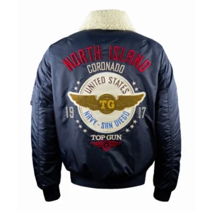 Top Gun Coronado Shearling Satin Bomber Jacket