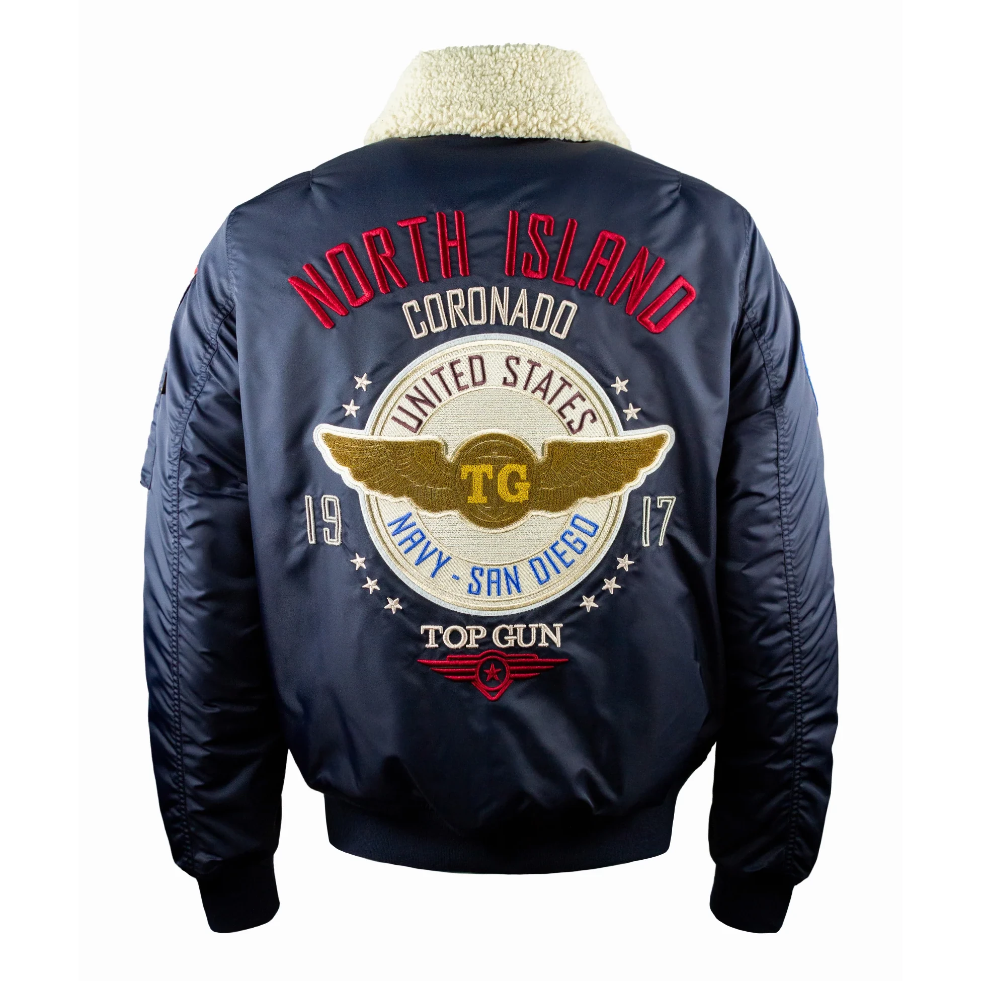 Top Gun Coronado Shearling Satin Bomber Jacket