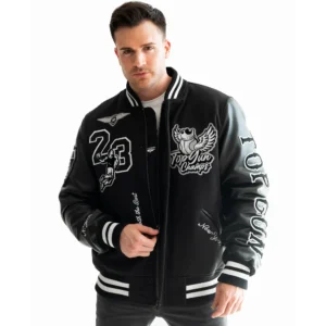 Top Gun Flying Legend Black Full Snap Varsity Jacket