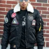 Top Gun Force CW45 Shearling Black Bomber Jacket