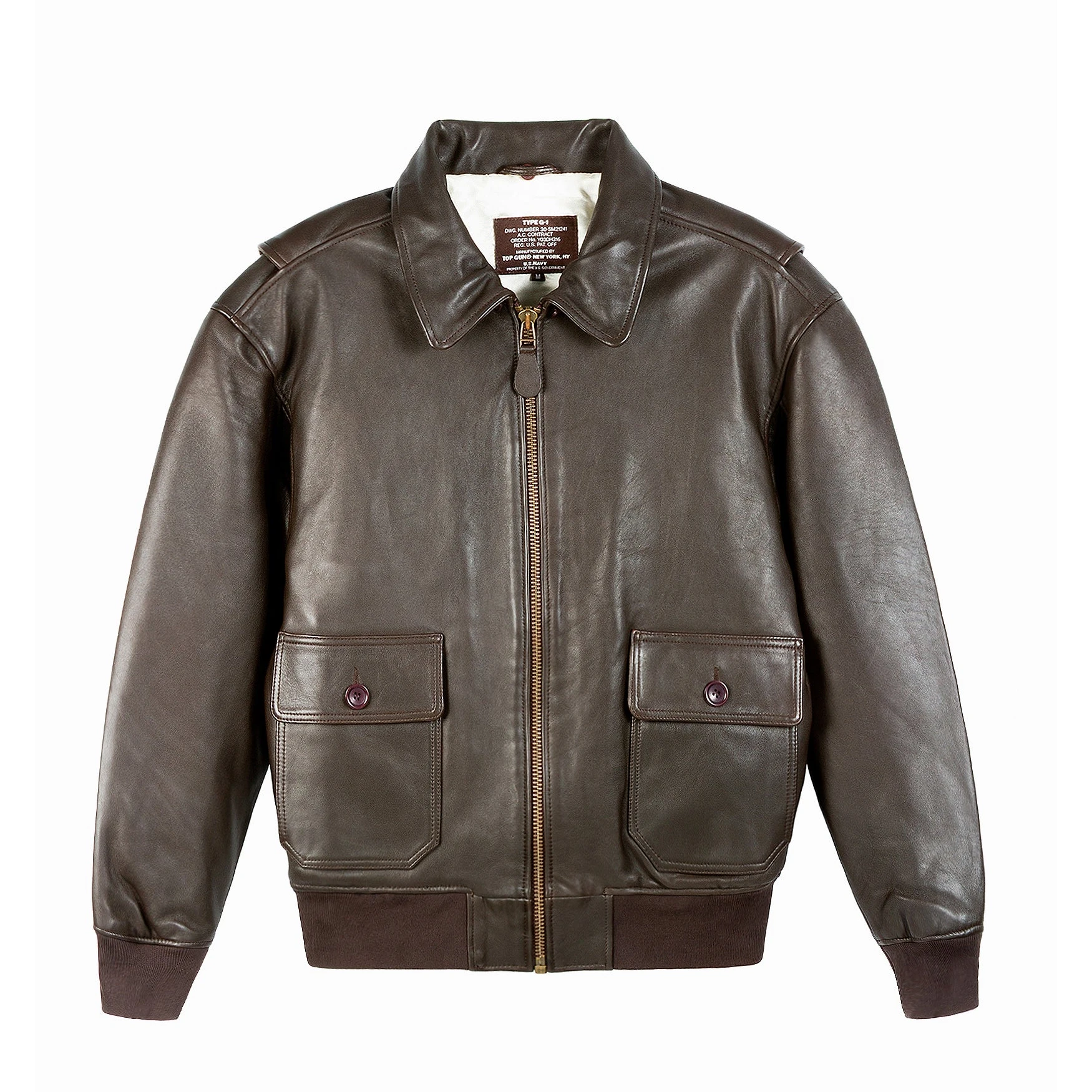 top gun g-1 military removeable fur collar zipper jacket