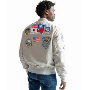 Top Gun Ma-1 Gray Patches Bomber Jacket
