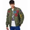 top gun MA-1 green satin bomber jacket