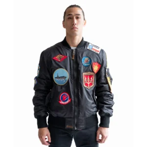 Top Gun MA-1 Patches Black Bomber Jacket