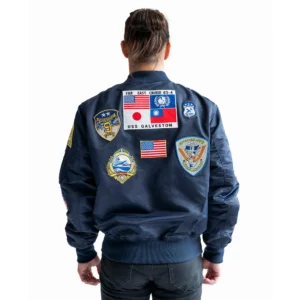 Top Gun Ma-1 Patches Satin Bomber Jacket