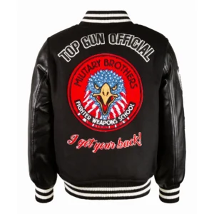 top gun military brothers wool & leather varsity jacket