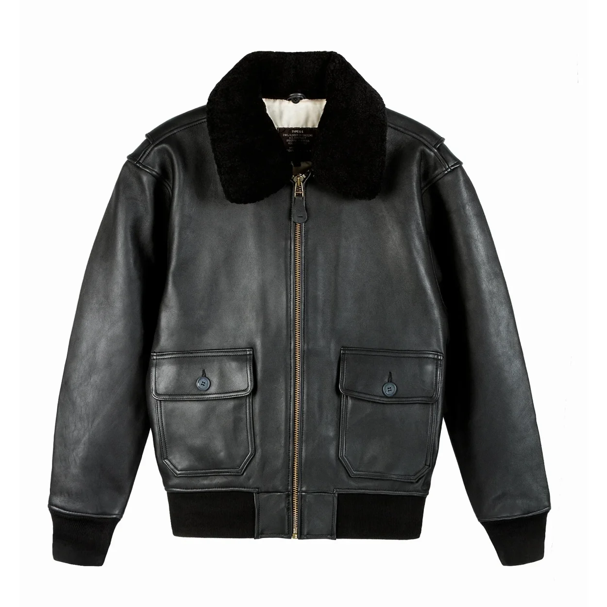 Top Gun Military G-1 Black Leather Bomber Jacket