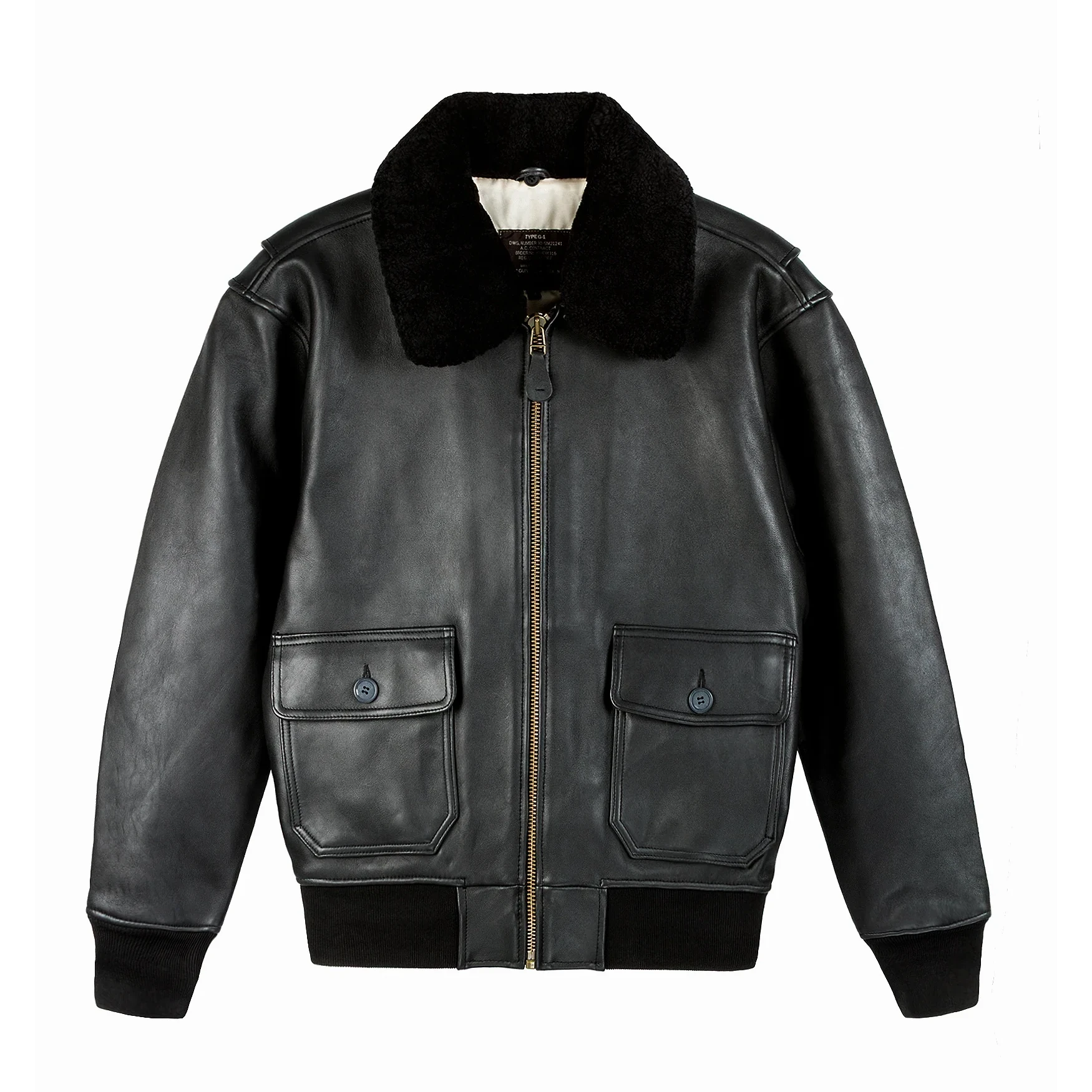 Top Gun Military G-1 Black Leather Bomber Jacket
