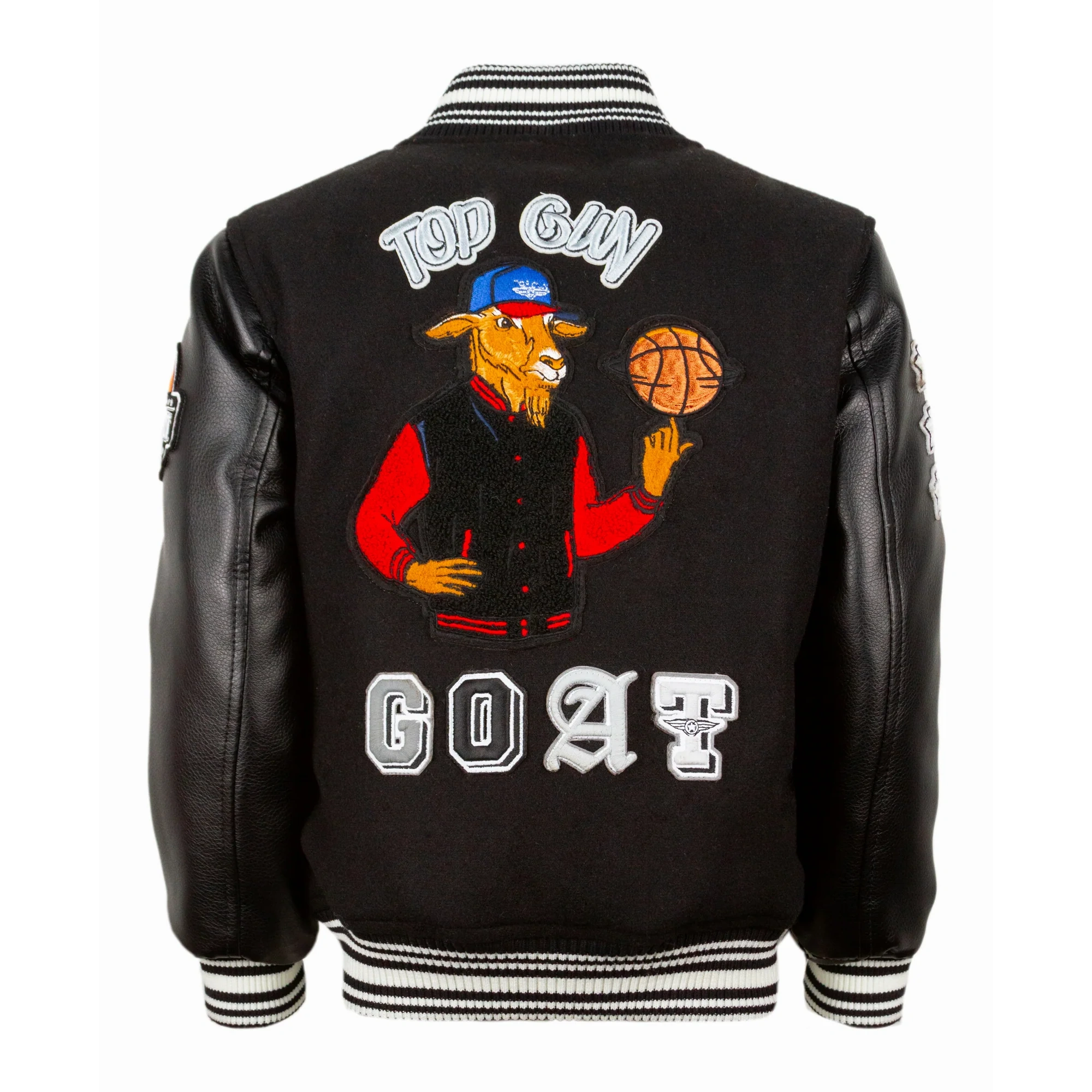 Top Gun New Goat Full Snap Wool & Leather Jacket