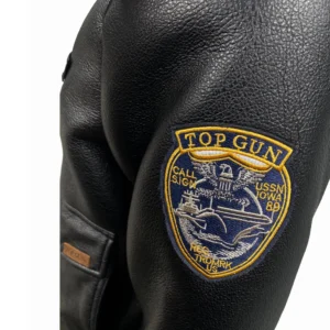 Top Gun Patch On Leather Sleeves