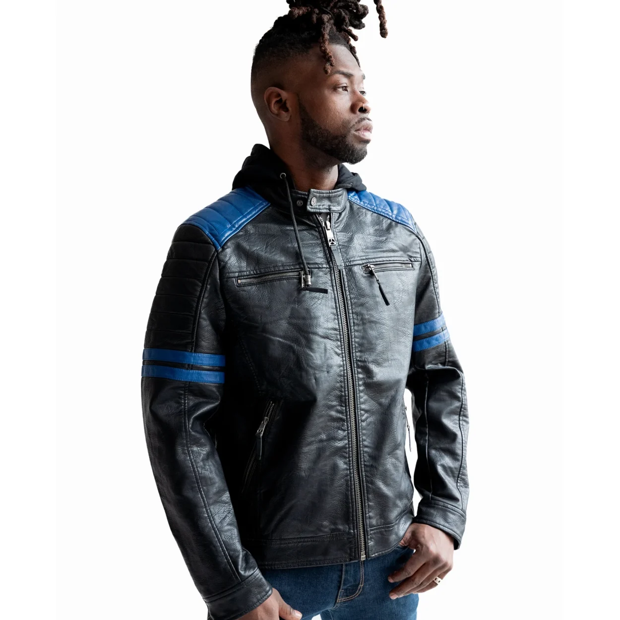 Top Gun Racer Vegan Black Leather Zipper Jacket