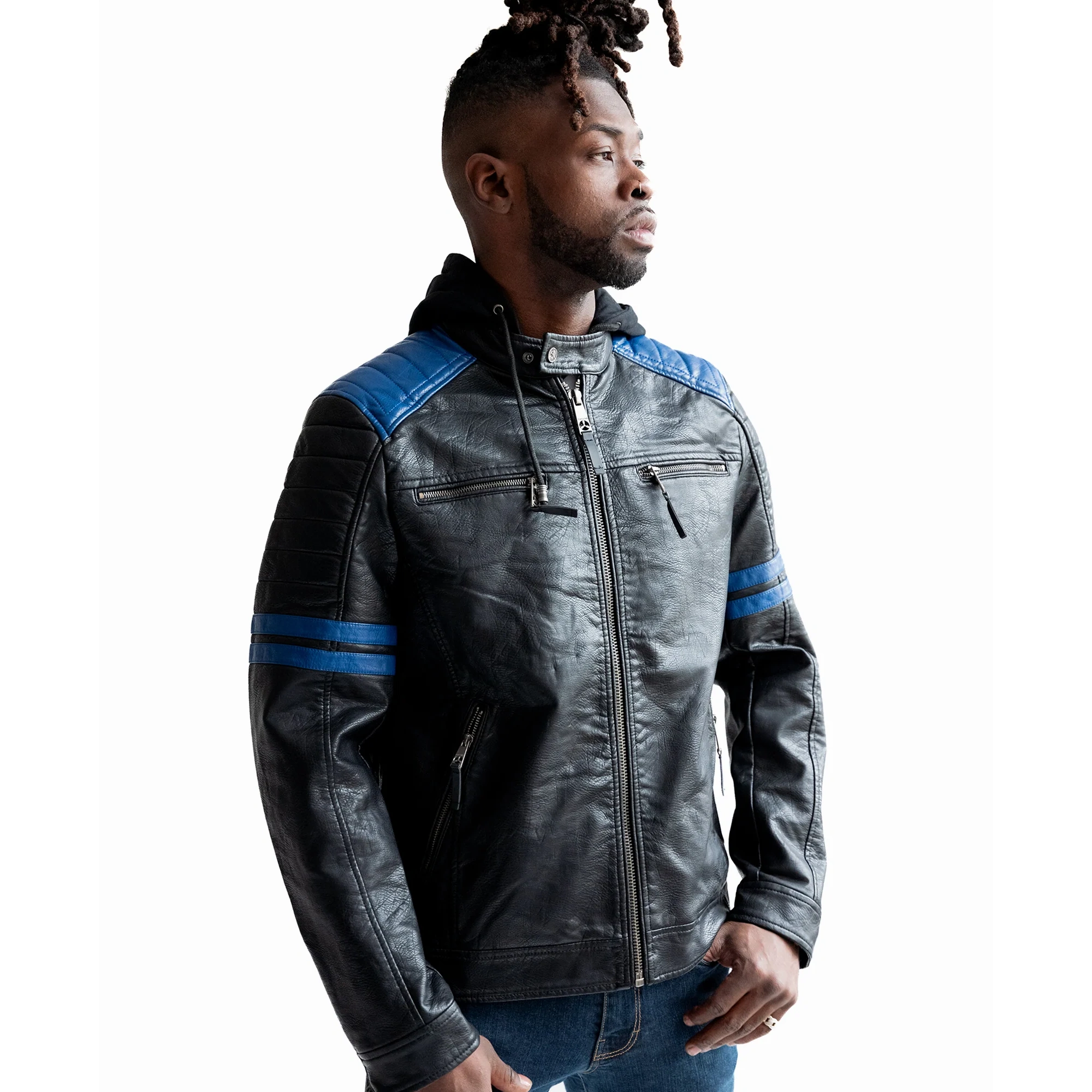 Top Gun Racer Vegan Black Leather Zipper Jacket