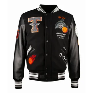 Top Gun Shark Black Bomber Varsity Jacket