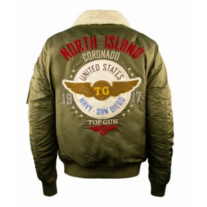 Top Gun Shearling Coronado Green Zipper Jacket