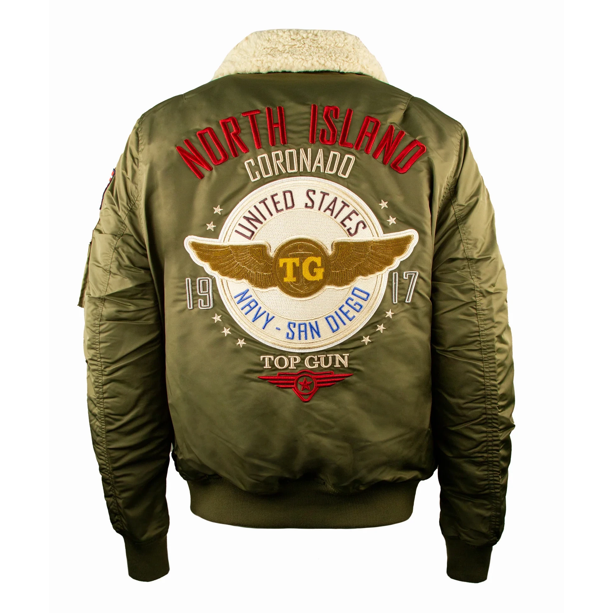 Top Gun Shearling Coronado Green Zipper Jacket