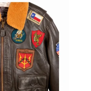 top gun signature series patches on leather left chest