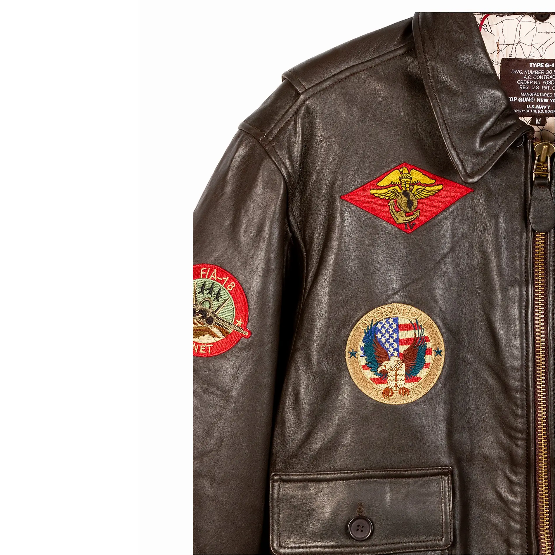 top gun signature series removeable fur collar & patches