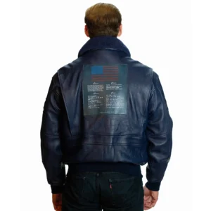 Top Gun Signature Series Shearling Navy Leather Jacket