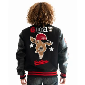 Top Gun The Goat Black Full Snap Varsity Jacket