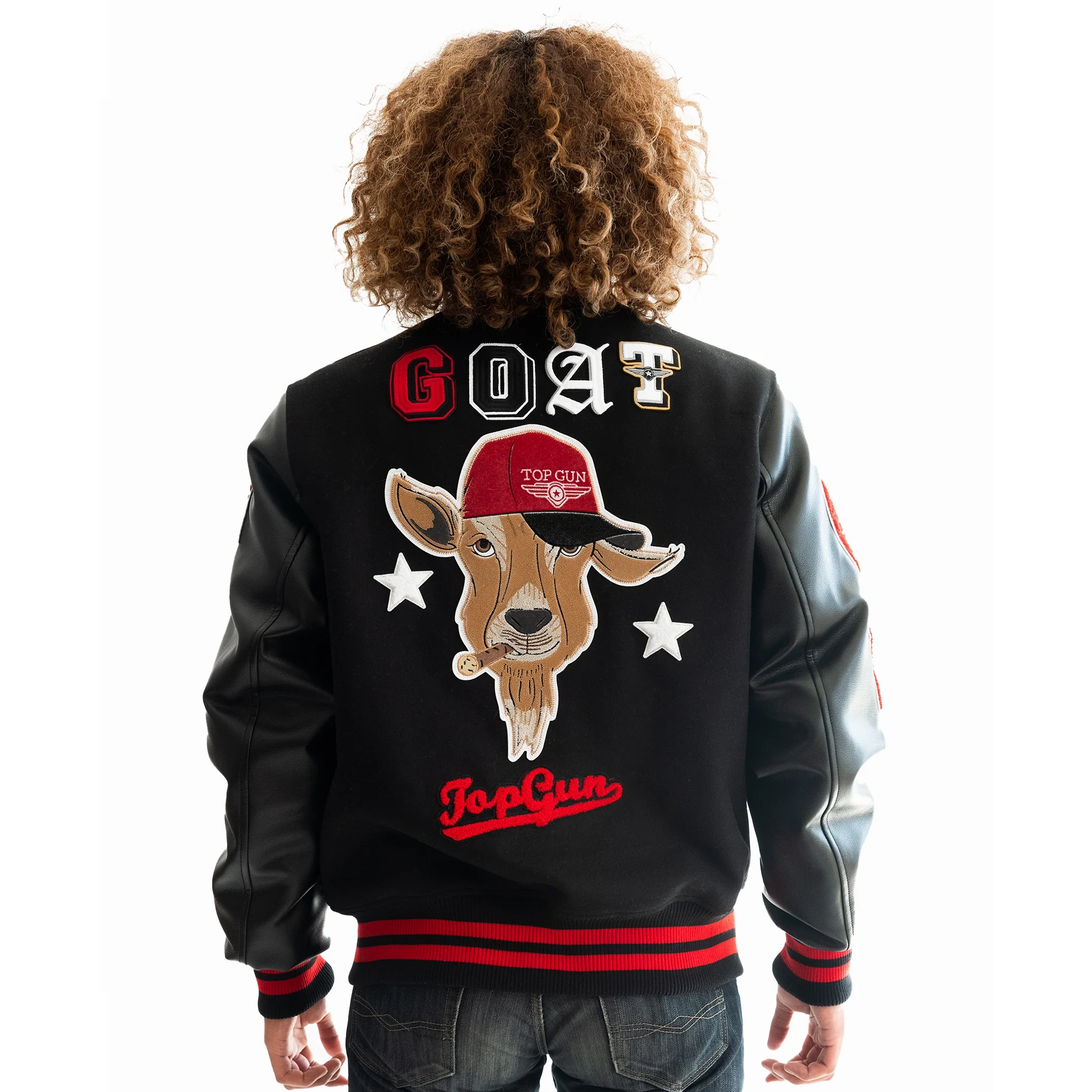 Top Gun The Goat Black Full Snap Varsity Jacket