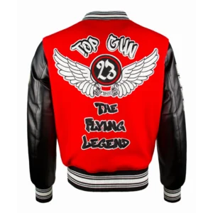 Top Gun The New Flying Legend Red & Black Varsity Jacket