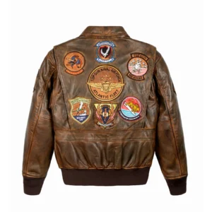 Top Gun Top Hook Shearling Brown Bomber Leather Jacket