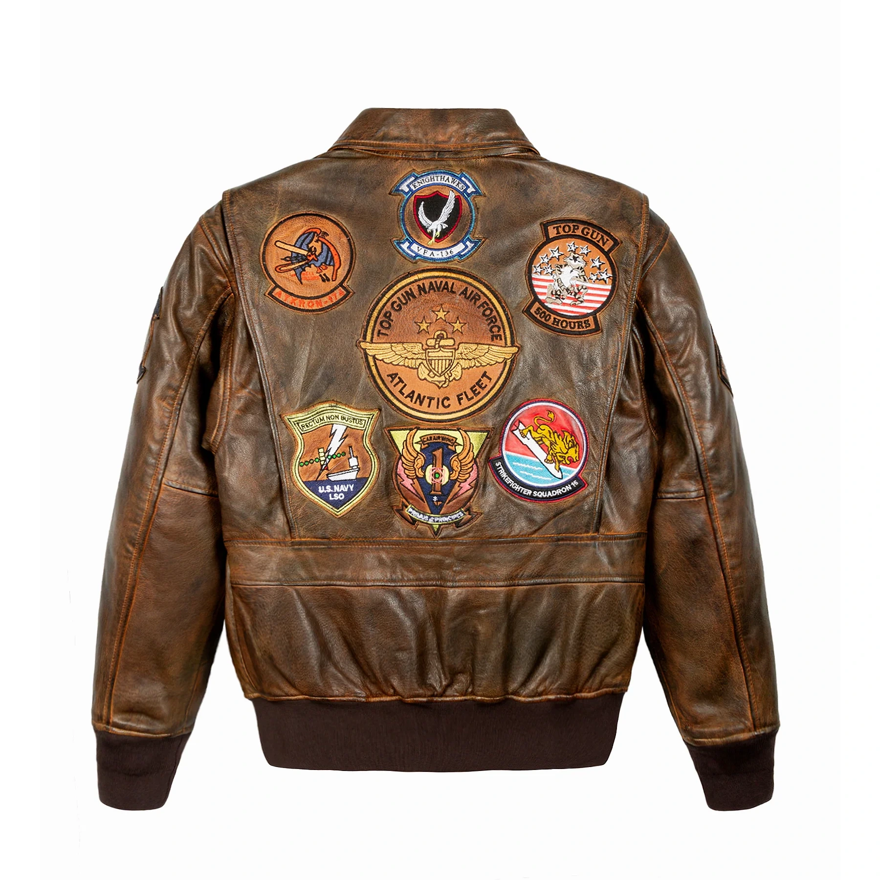 Top Gun Top Hook Shearling Brown Bomber Leather Jacket