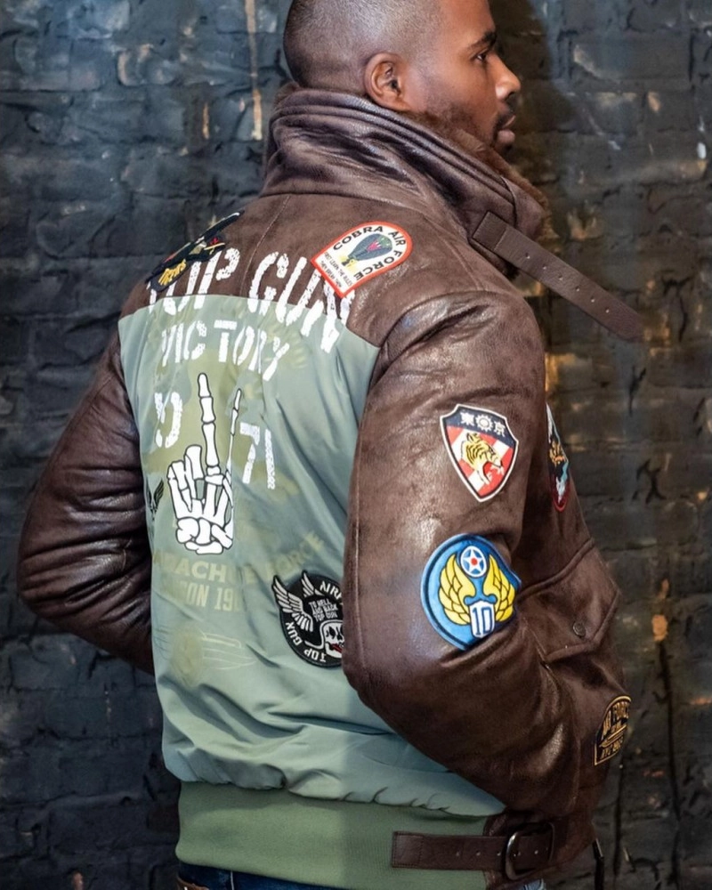 Top Gun Victory Vintage Shearling Brown Leather Jacket