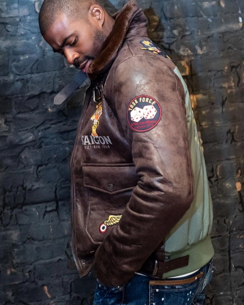 Top Gun Victory Vintage Zipper Brown Leather Jacket