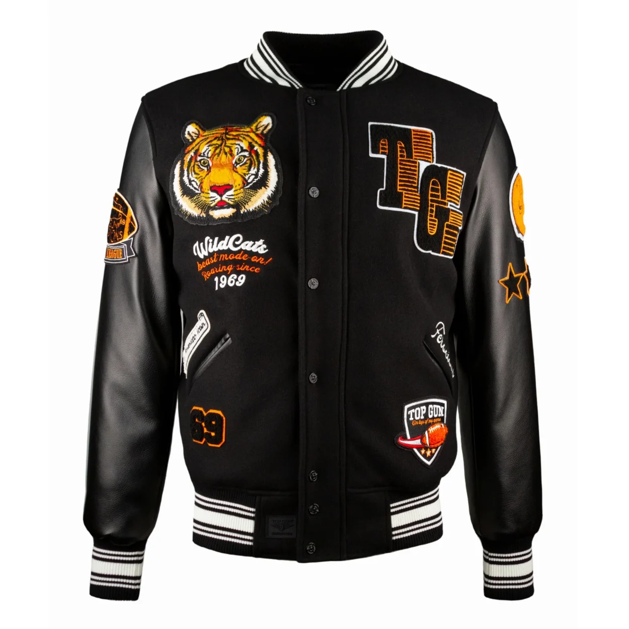 Top Gun Wildcats Black Bomber Varsity Jacket