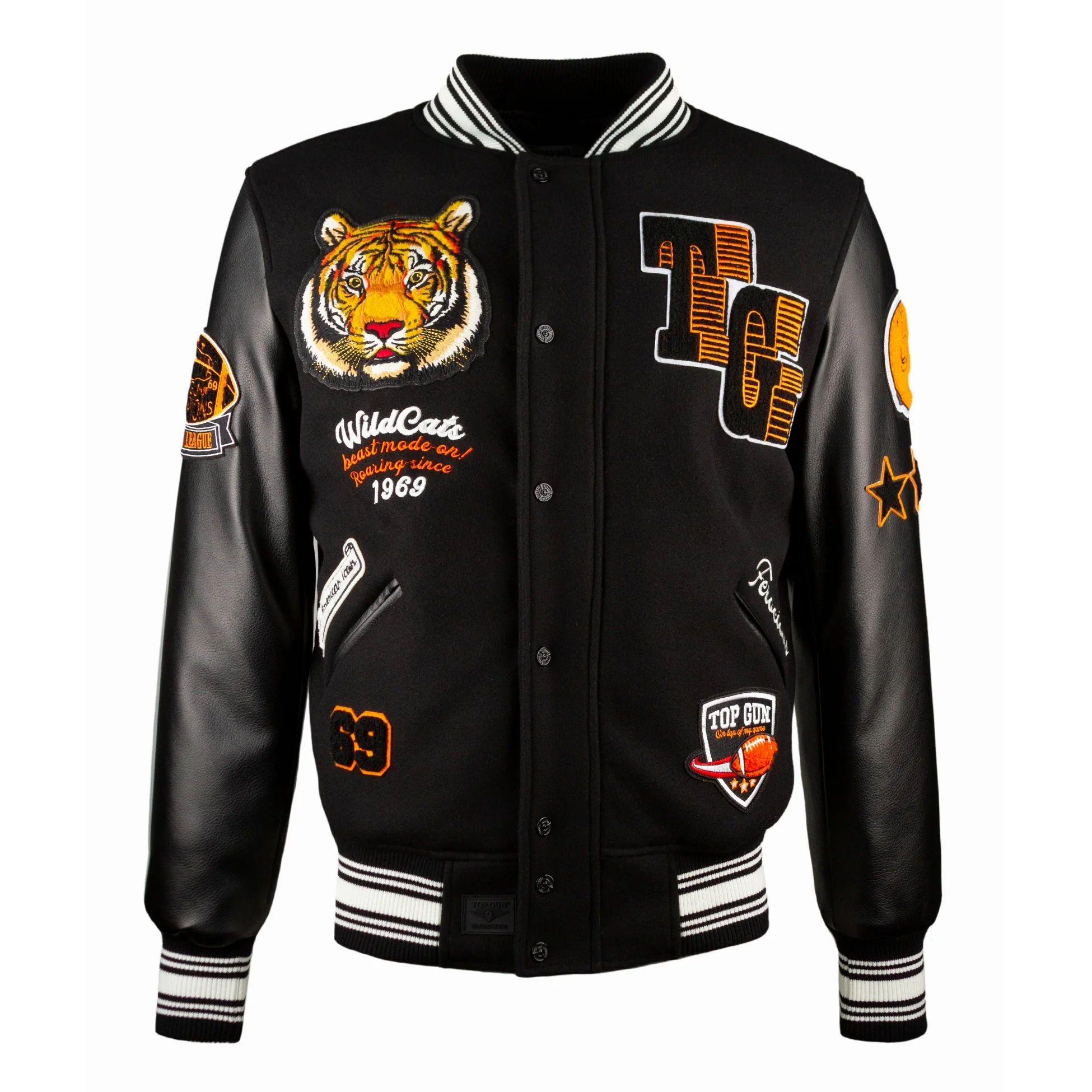 Top Gun Wildcats Black Bomber Varsity Jacket