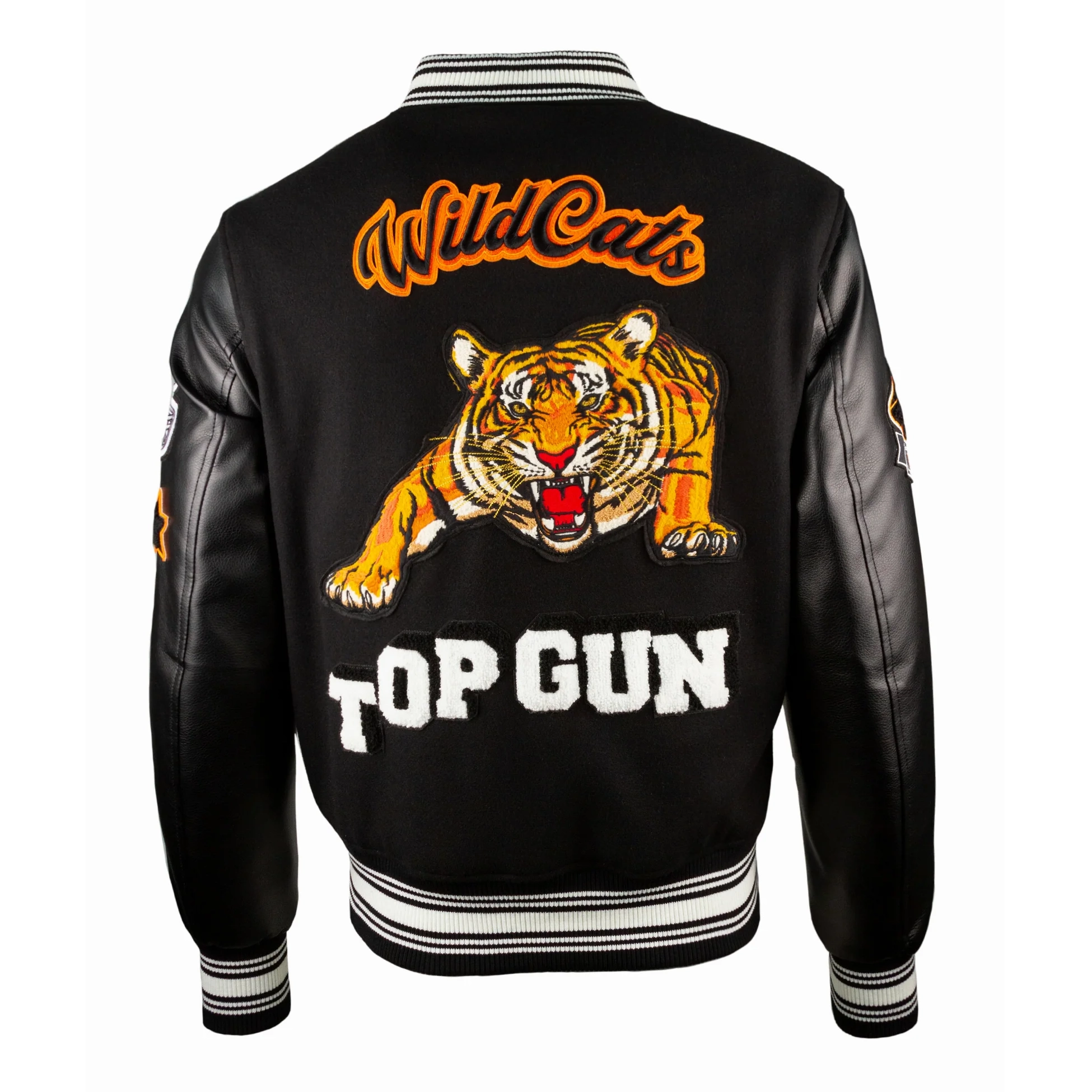 Top Gun Wildcats Black Wool & Leather Varsity Jacket