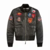 Women's Miss Top Gun Black Leather Zipper Jacket