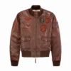 Women's Miss Top Gun Zipper Leather Bomber Jacket