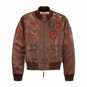 Women's Miss Top Gun Zipper Leather Bomber Jacket