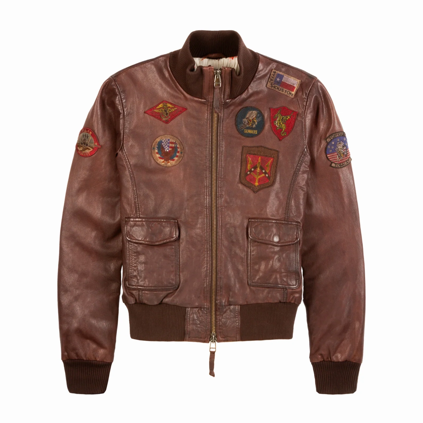 Women's Miss Top Gun Zipper Leather Bomber Jacket
